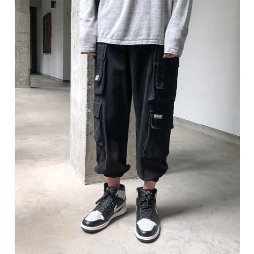 Winter Casual Joggers Pants 5Xl Men Black Pockets Cargo Pants 2021 Harem Pants Mens Hip Hop Streetwear Sweatpants
