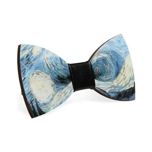 Exclusive custom Starry sky poker dollar Black Pattern bowtie ties for men Wooden bow Wedding Bowtie