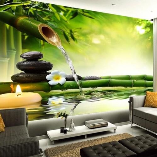 Custom Mural Wallpaper Classic Green Bamboo Landscape Nature Wall Cloth Living Room Study Backdrop Wall Painting Papel De Parede
