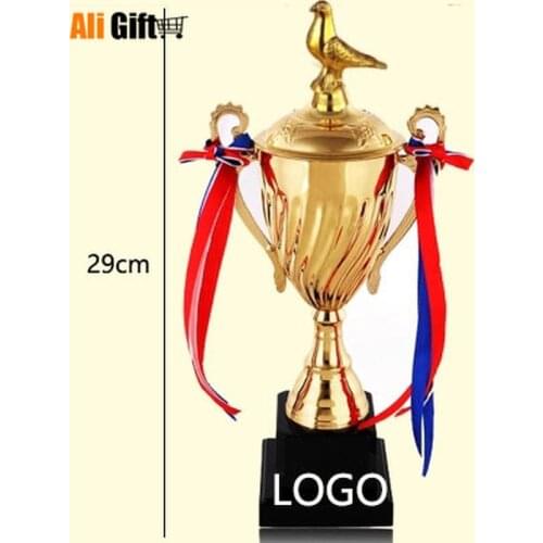 Hot Sale Sports Athletic Prize Award Trophy Cups Golden Plated Metal Cup Trophy Pigeon Sports Trophies Award Medals 28cm Height