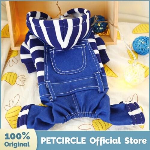 PETCIRCLE Hot Dog Puppy Clothes Blue &White Stripes Overalls Fit Small Dog Cat Pet All Seasons Pet Cute Costume Dog Clothes Coat
