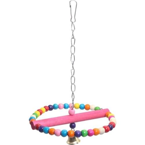 Colorful Wood Parrot Swing Parakeet Hanging Cage Toys for Cockatiels Macaws Rat