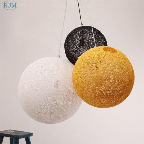 Creative Garden Hemp Ball Pendant Light Rattan Art Linen Thread Bird Nest Ball LED Hang Lamp Kitchen Living Room Bar Lighting