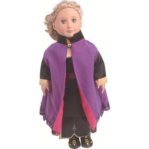 Doll Clothes Princess Anna Print Skirt Accessories Fit 18 Inch American Doll & 43 Cm Born Doll For Generation Toy