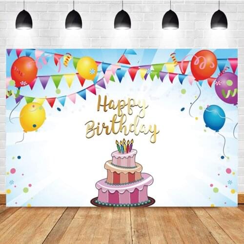 Laeacco Baby Show Cartoon Cake Balloon Birthday Party Portrait Photography Backdrop Photographic Photo Background For Photo Stud