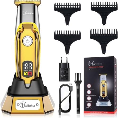 HATTEKER T-Blade Hair Trimmer Hair Clippers Professional Cordless Beard Trimmer for Men Electric Barber Hair Cutting Machine