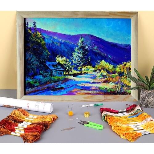 Landscape Morning Pre-Printed 11CT Cross Stitch Kit Embroidery DMC Threads Knitting Needlework Painting Handiwork Stamped