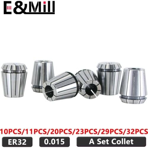 A SET ER32 1~20mm 0.015 ER Collet Chuck For CNC Milling Tool Holder Engraving Machine Lathe Mill Spring Chuck Collet Tool Holder