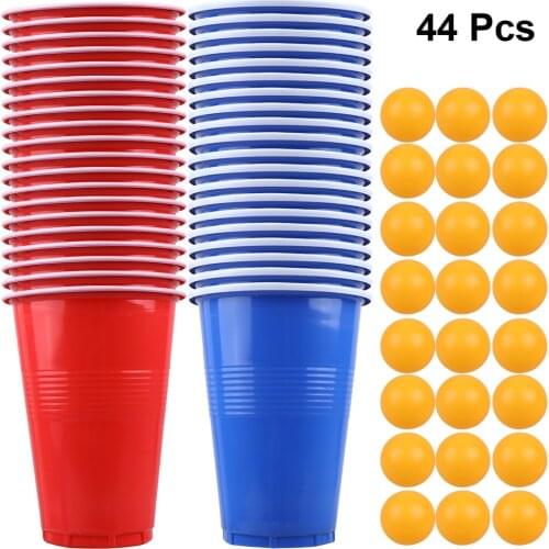 1 Set Of 44pcs Beer Pong Game Kit Tennis Balls Cups Board Games Party Supplies For KTV Bar Pub 20PCS Cups And 24PCS Balls