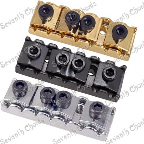 A Set 7 String Electric Guitar Locking Nut For Tremolo Bridge Double Locking Systyem - Length 48mm - Black - Chrome For Choose