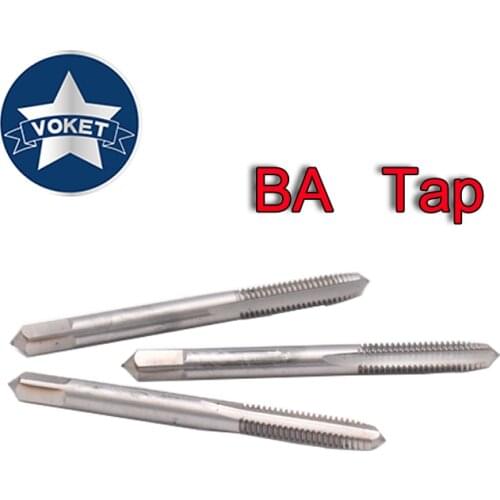 VOKET HSSE BA Tap Standard Straight groove Thread taps Hand Screw Hand Tap 1BA 2BA 3BA 4BA 5BA 6BA