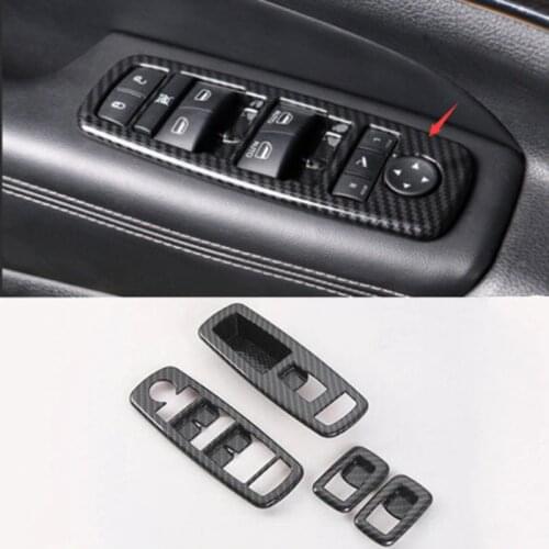 4x ABS Carbon Fiber Window Switch Panel Cover Trim All-inclusive For Jeep Cherokee Grand Cherokee Journey 2011 Decorative Frame