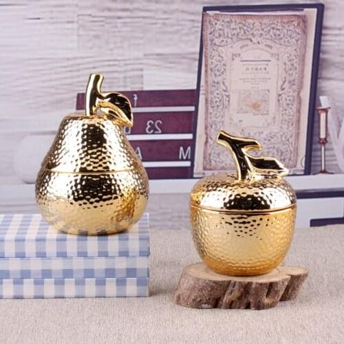 Nordic Modern Ceramic Plating Apple and Pear Crafts Storage Box Candle Perfume Jar Candy Jewelry Gifts Jar Wine Cabin Decora