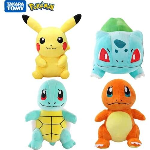 4 Styles 21-25Cm Pokemon Plush Anime Figure Pikachu Squirtle Charmander Bulbasaur Pet Toy Model Children Birthday Gifts