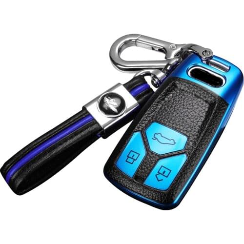 Waterproof PC+Leather grain Car Smart Cover Case For Audi A4 New A4L A5 A6L QT S5 S7 Q7 TT TTS Auto KeyShell Keyring Accessories