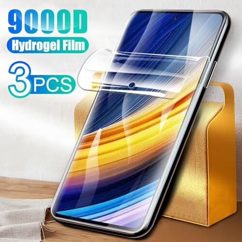 3PCS Clear Hydrogel Film For Poco X3 Pro Protective Film For Xiaomi Poco X3 Pro X3 GT X3 NFC M3 Pro 5G F3 Screen HD Soft Film