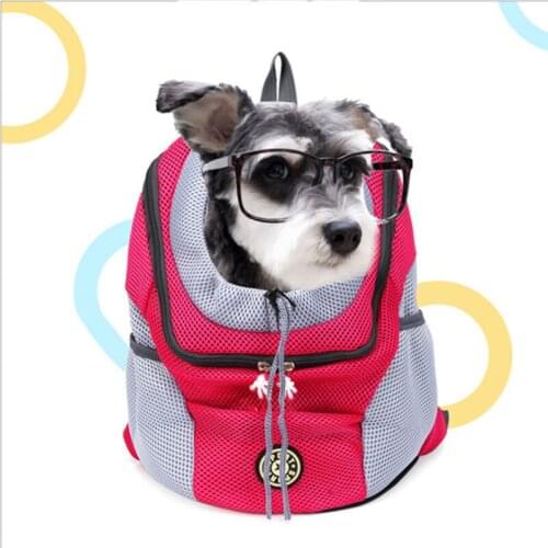 Pet Backpack Out Double Shoulder Portable Breathable Backpack Outdoor Pet Dog Carrier Bag Mesh Backpack Head Pet Supplies