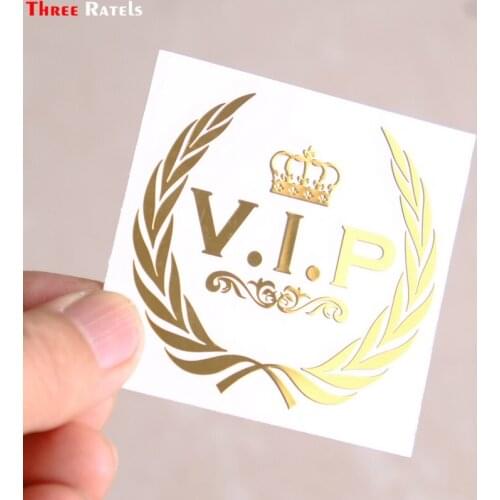 Three Ratels MT-043# 56*58mm Funny Car Stickers Vip Crown Metal Golden Nickel Car Stickers And Decals Auto Car Stickers