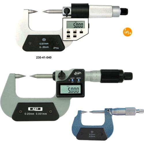 Point Micrometers.0-25mm LCD digital pointed end outside Micrometers.Five buttons micrometer