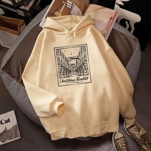 Cartoon Print Sweatshirts Ladies Vintage Hoodies Women K Pop Pullover Plus Size Women Street Wear Friends Warm Long Sleeve