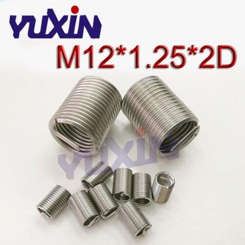 50pcs M12*1.25*2D Wire Thread Insert A2 Stainless Steel Wire Screw Sleeve M12 Screw Bushing Helicoil Wire Thread Repair Inserts