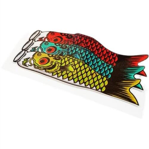 Japanese Carp Flag Muticolor Satin Fish Car Sticker Koi Fish Funny Car Styling JDM Decals Motocross Racing Scratch Cover