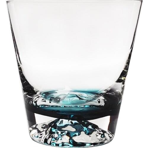 Japanese Gently Blue Mount Fuji Glass Creative and Beautiful Leisure Ink Blue Crystal Mugs Shot Glasses Set Double Wall Glass