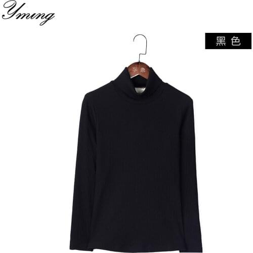 YMING Womens Autumn And Winter Turtleneck Plus Velvet Warm T-Shirt Womens Cotton Thick Long-Sleeved Inner Plus Size Base Shirt