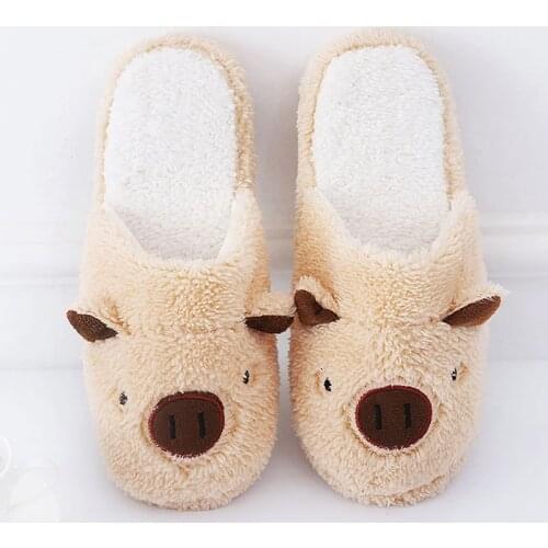 Womens Slippers for Home Velvet Plush Slippers Indoor Female Home Slippers Cute Cartoon Soft Slippers TPR Non-slip Female Shoes