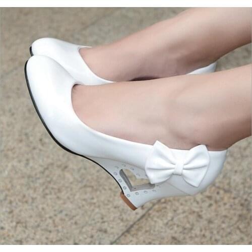2021 womens spring and autumn fashion sweet bow candy-colored high-heeled shoes womens wedge high-heeled shoes size 34-43