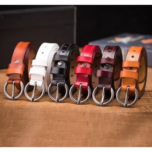 New Genuine Women Leather Belt Casual Retro Young Ladies' Buckles Belts Vintage Classic Womens Jeans Belt
