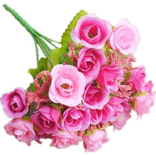 1 Bouquet 20 heads Artificial Flowers Rose Tea Bud Flower Silk Fake Flower flores for DIY Home Garden Wedding Decoration