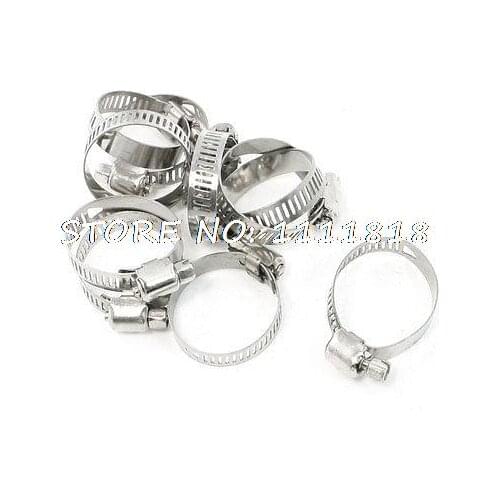 10pcs 19mm-29mm Adjustable Stainless Steel Worm Drive Hose Clamp