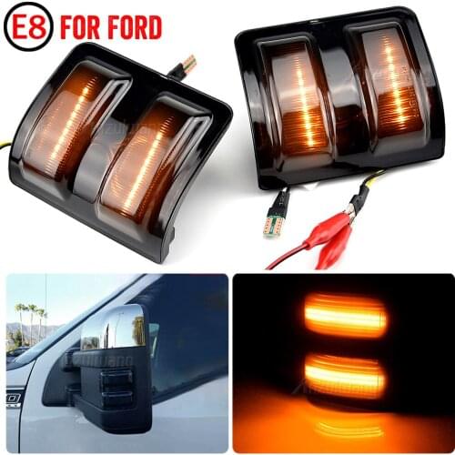 2Pcs Normal flashing Side Mirror Marker Lights Lamps For Ford F250 F350 F450 2008-2016 Turn Signal Amber & Running White