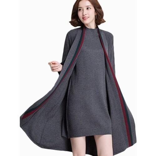 2017 NEW ARRIVAL WOMEN AUTUMN & WINTER KNITTING SWEATERS SHAWL TWO PIECES GIRLS PULLOVERS BOTTOMING SUIT ZL743