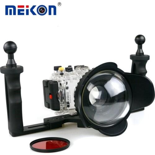 40m/130f Waterproof Underwater Housing Case For Sony RX100 III + 67mm Red Filter + 67mm Fisheye Lens + Two Hands Aluminium Tray