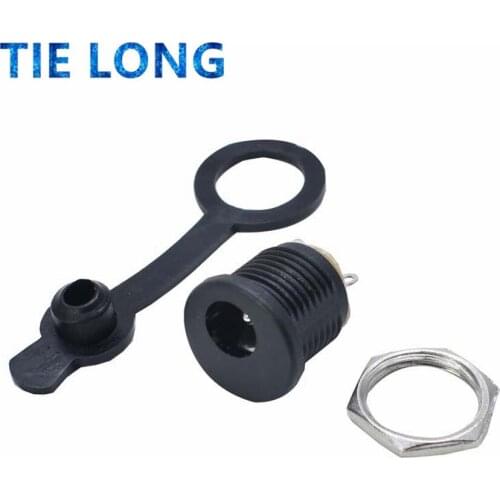 5pcs DC-022 5.5x2.1mm 5.5*2.1mm DC Power Jack DC Connector Panel Mounting DC022 5.5-2.1 with Waterproof Cap