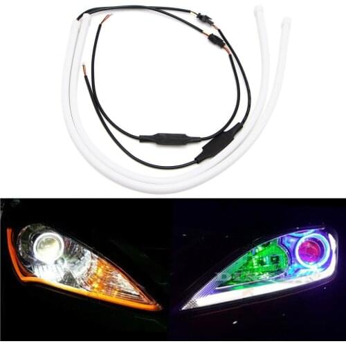 60cm LED Strip Headlight Soft Tube DRL Universal AUTO Daytime Running Light Guide-Strip Turn Signal Light Flexible Waterproof