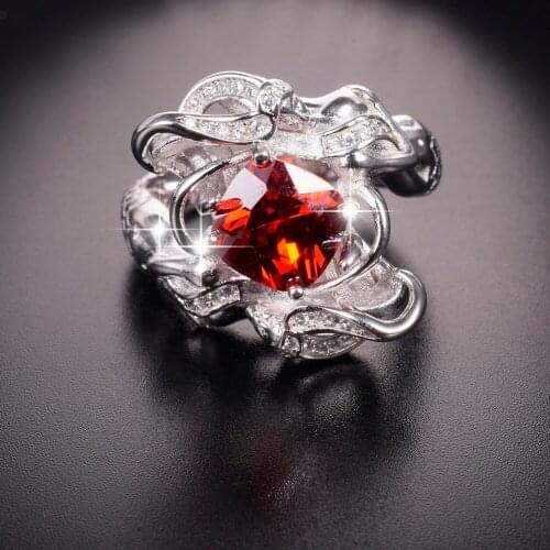 Promotion!!! Wedding Ring Jewelry Mermaid Ring Ruby Birthstone 925 Sterling Silver for Women Size 5-10 Drop shipping