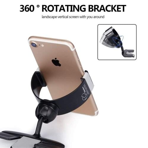 Vehicle Mounts, 360 CD Slot Mobile Phone Holder In Car,Universal Tumbler Holder Stand Cradle Mount for GPS IPhone MI Car Kits