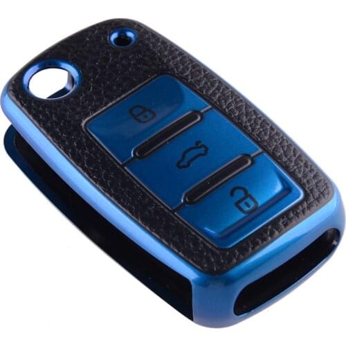 Car TPU Blue Key Case Shell Accessories Fit For VW Golf Tiguan Passat Polo Jetta UP Beetle Scirocco Touran Eos 2012