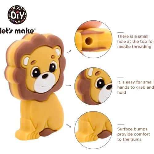 Lets Make 50PC Silicone Lion Cartoon Teething Beads Baby Toys Accessories Silicon Tiny Rodent Pearl Baby Teether Toddler Toys