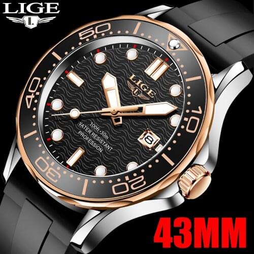 New Black Silicone Men Watch LIGE Brand Fashion 30M Waterproof Date Clock Luxury Sport Men Quartz Wristwatches Relogio Masculino