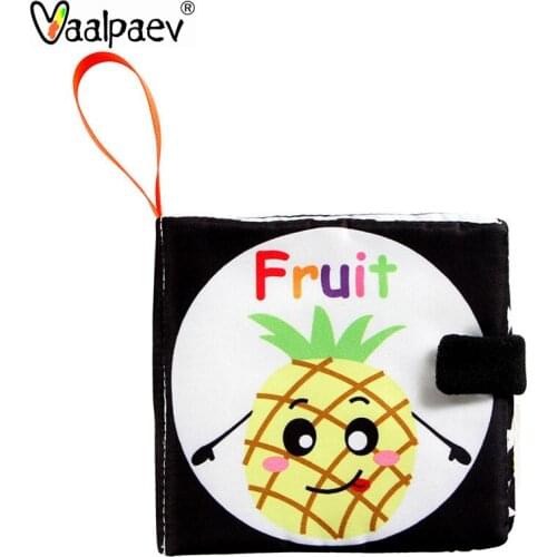 Black and White Libraries Fabric Books Child Animal Fruits Sea Fishes Montessori Toddler Activity Learning Booklets Kids Toys