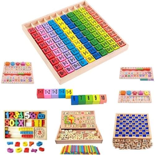 99 Multiplication Table Math Toys Baby Wooden Math Toy 10*10 Figure Blocks Baby Learn Educational Montessori Gifts Kids Toys