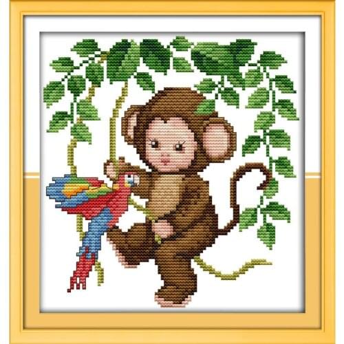 Joy Sunday Monkey Counted 14CT Cross Stitch Set DIY Cross-stitch DMC Wholesale Chinese Cross Stitch Kits Embroidery Home Decor