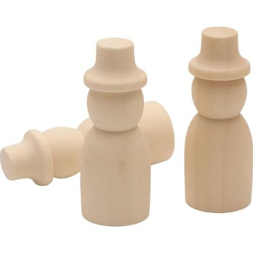 5PCS Creative Graffiti Unfinished Solid Wood Craft Supplies Wooden Peg Dolls Toy People Manual Painting Doll Crafts