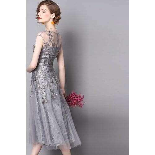 Summer Dress Women Mesh Long Party Dress Elegant Maxi Clothes Vintage Floral Dresses Boho Vestidos De Fiesta LWL1670