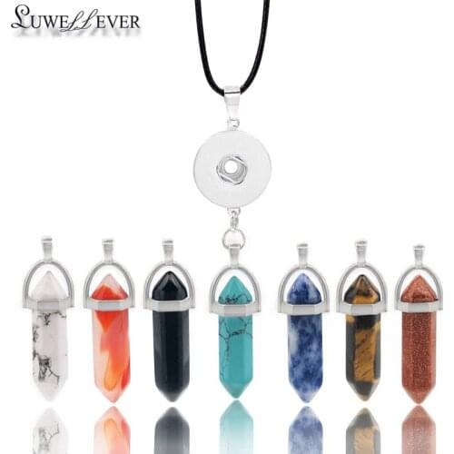 Hot Interchangeable 275 Metal Necklace Fit 12mm 18mm Snap Button Pendant Necklace Charm Natural Stone Jewelry For Women Gift