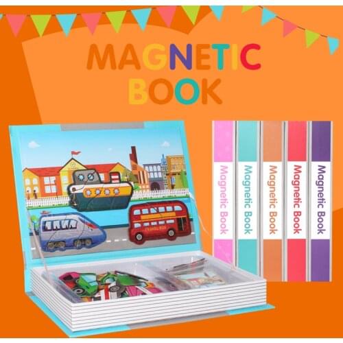 3D Magnetic Book Kids Puzzles Jigsaw Toy Brain Training Game Learning Spell Puzzle Educational Toys for Children Christmas Gift